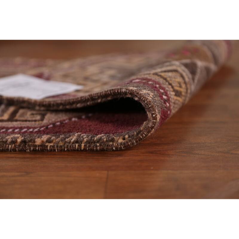 Hand Knotted Oriental 100% Wool Carpet Transitional Tribal Purples Anatolian Area Rug - 2' 11'' X 1' 7''