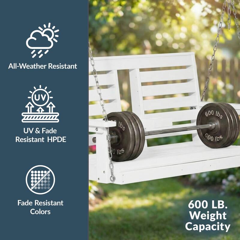 Nashville Poly 54 Inch Porch Swing with Folding Cup Holder