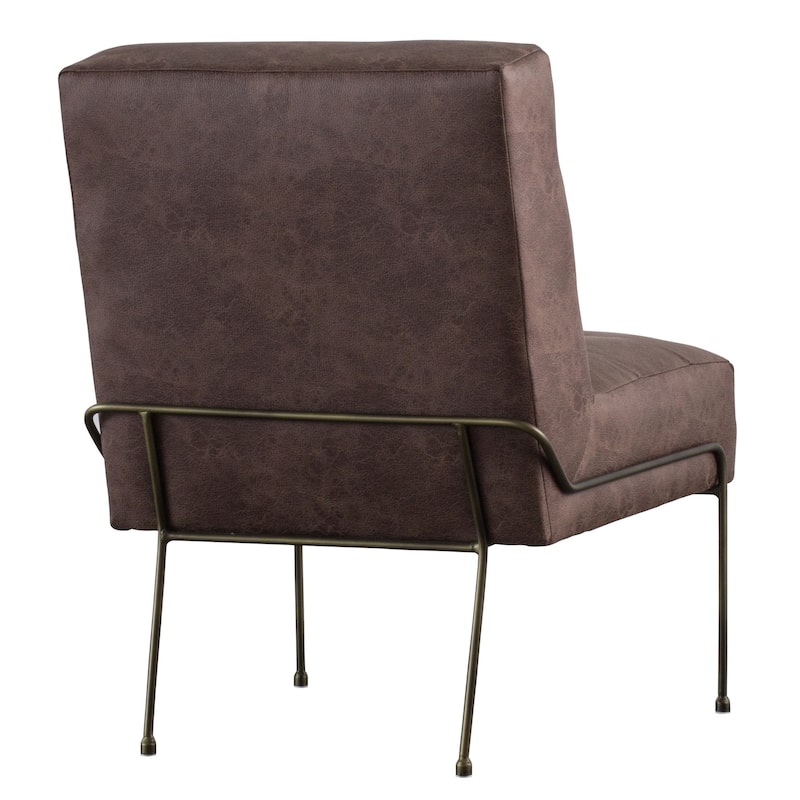 Quebec Modern Leather Lounge Chair with Gold Tone Base
