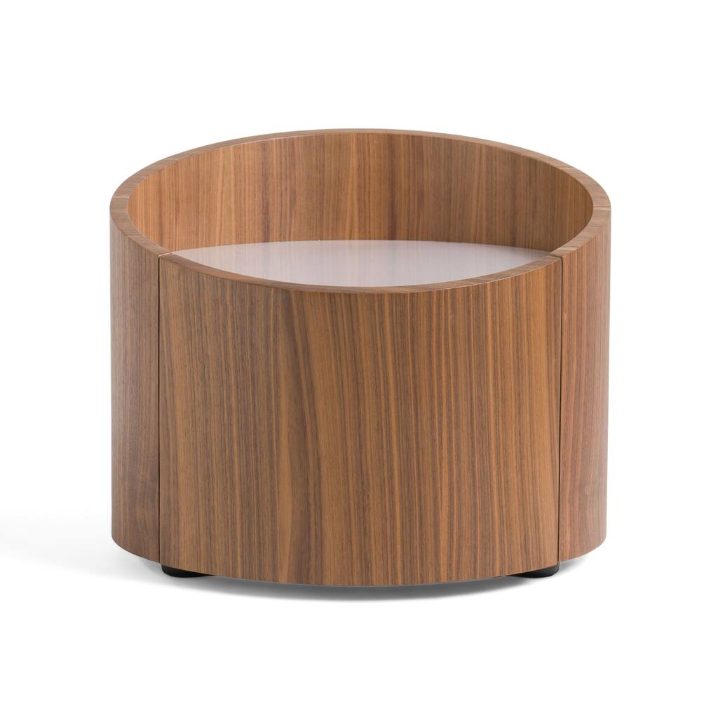 Modrest Geneva Modern Walnut Round Nightstand