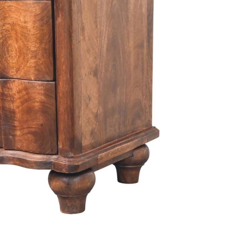 Artisan Furniture Solid Wood 2-Drawer Bedside with Open Shelf, Brown