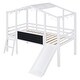 preview thumbnail 16 of 30, Twin Size Loft Bed with Ladder and Slide, House Bed with Blackboard and Light Strip