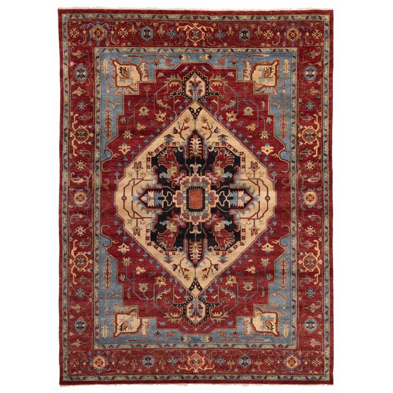 ECARPETGALLERY Hand-knotted Jules Sultane Dark Red Wool Rug - 8'10 x 11'10