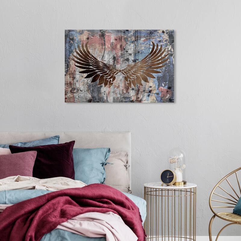 Wynwood Studio Canvas Fashion and Glam Skyward Wings Bronze and Copper Modern & Contemporary Wall Art Canvas Print - 24 x 36