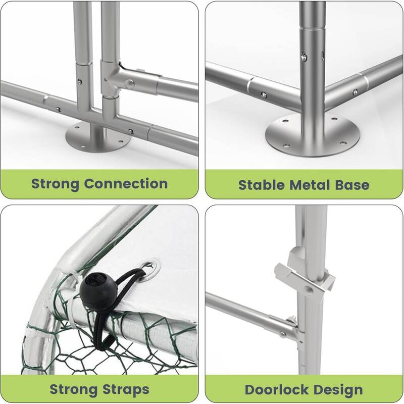 Waterproof Metal Chicken Run, Walk-in Poultry Cage for Yard, Farm