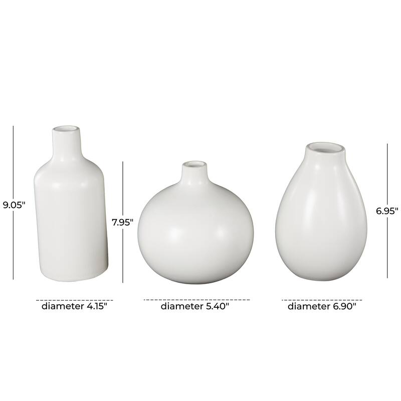 Ceramic Minimalistic Vase with Varying Shapes - Set of 3 White or Black - Roche River Decor