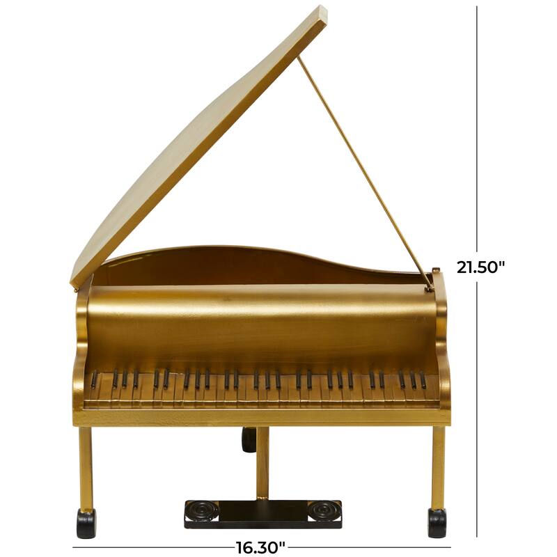 Metal Instrument Piano Sculpture - Gold - Roche River Decor - 13"W x 16"L x 22"H