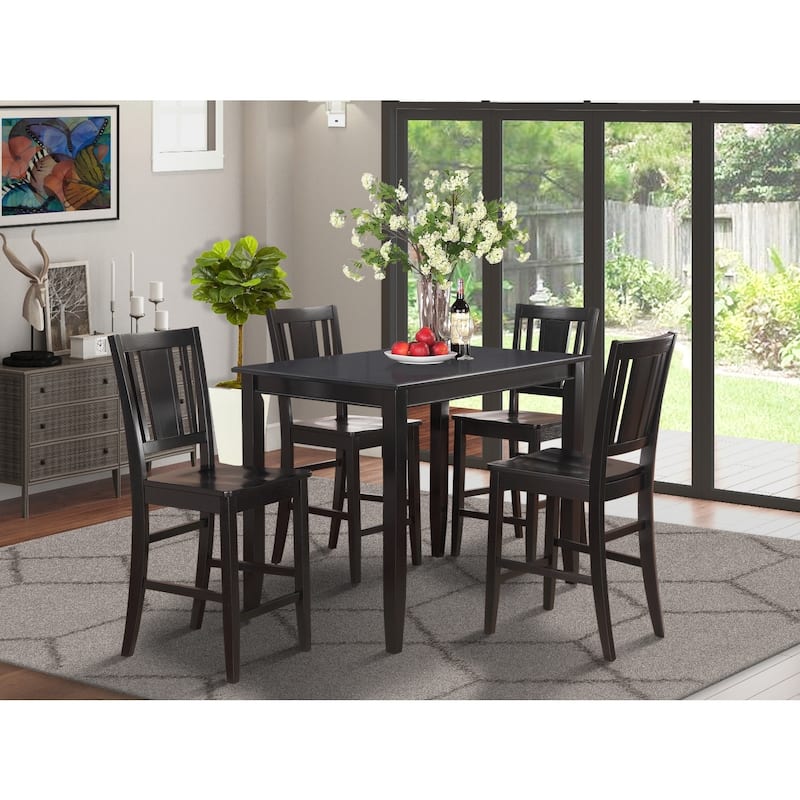 Retro Kitchen Counter Set - 5 Piece Dining Table & Chairs - 30x48 Inch Rectangle Table, Black Finish