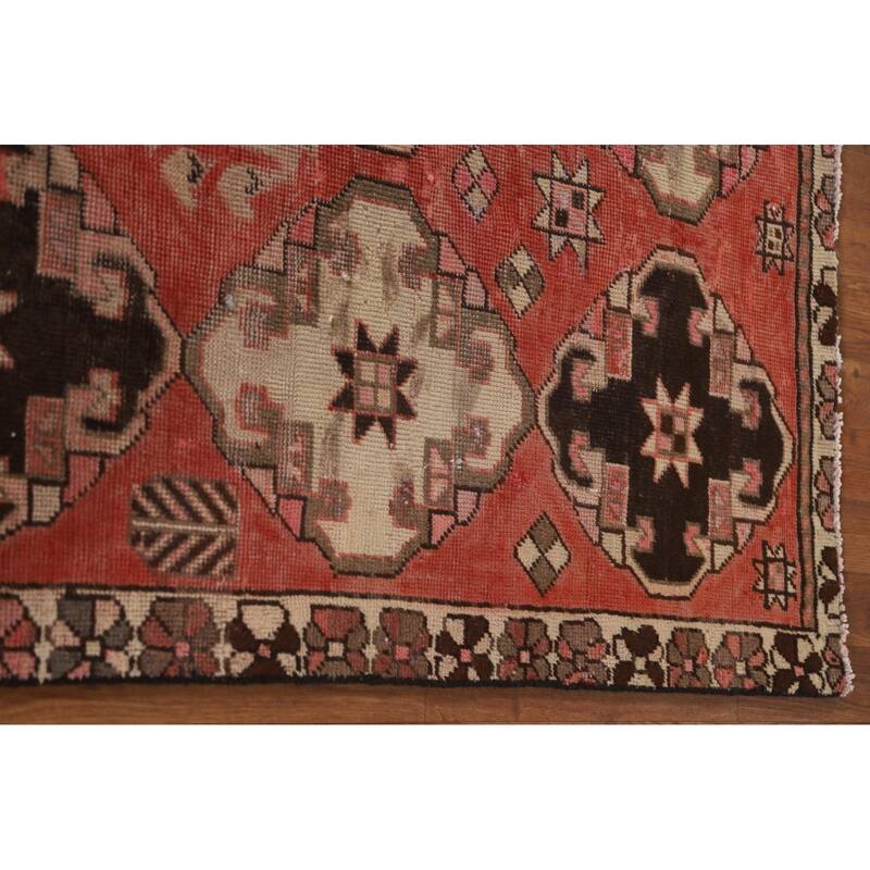 All-Over Geometric Bakhtiari Persian Antique Rug Handmade Wool Carpet - 4'6"x 8'9"