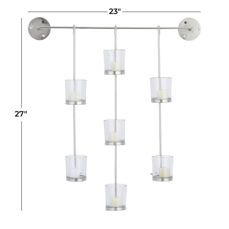 Metal 7 Candle Wall Sconce - Silver - CosmoLiving by Cosmopolitan
