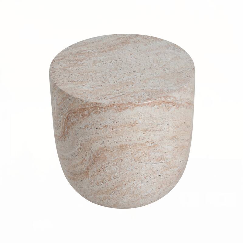Outdoor/Indoor Lightweight Concrete Side Table,Travertine Finish