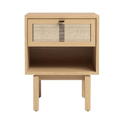 Studio London Oak End Wooden Table Night Stand with Storage Drawer