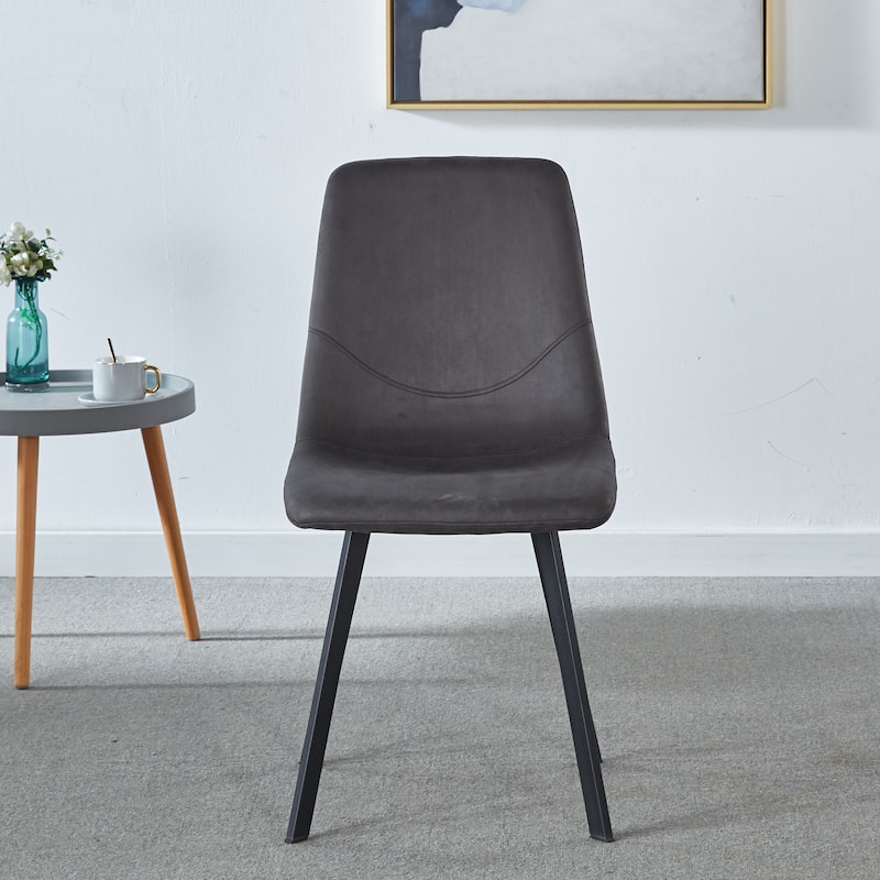 Dining Chairs Set of 2 Mid-Century Metal Legs Gray for Kitchen Dining