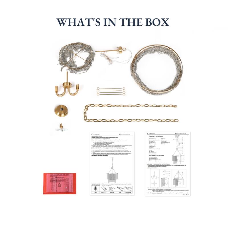 Modern Gold 4-Light 2-Tier Chandelier with Flowing Aluminum Chain - D18.8" x H26.7"