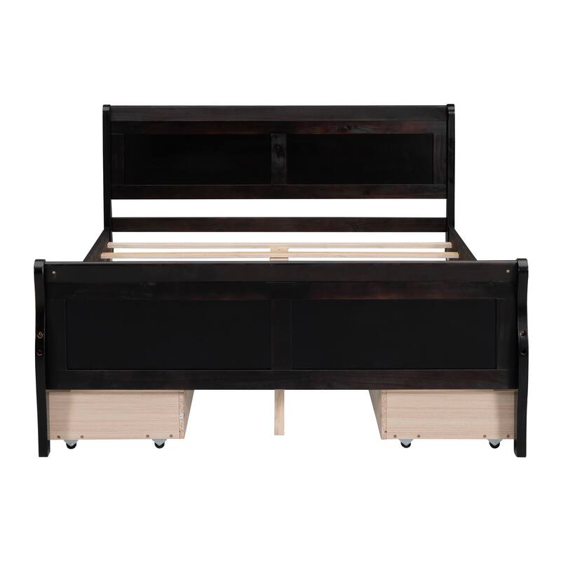 Platform Bed with 4 Drawers and Streamlined Headboard