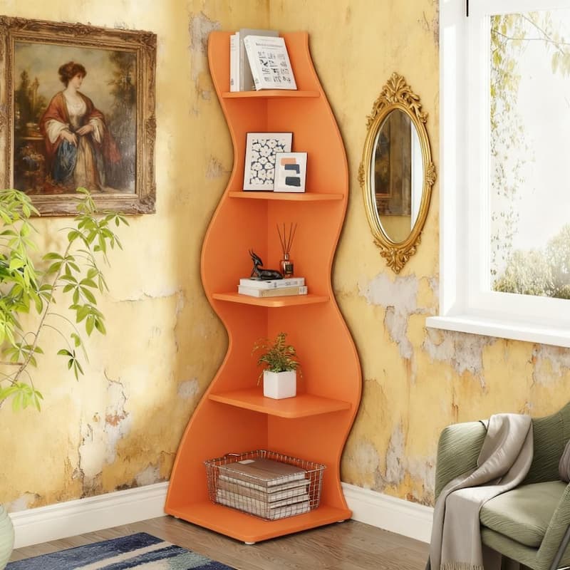 5-Tier Wall Corner Bookshelf Corner Shelf Storage Rack Plant Stand
