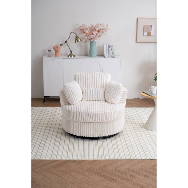 Corduroy Swivel Chair with 4 Pillows