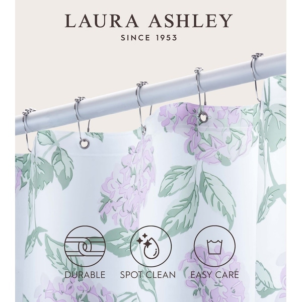 Laura Ashley Lavender Hydrangea 70x72 PEVA Shower Curtain - Bed