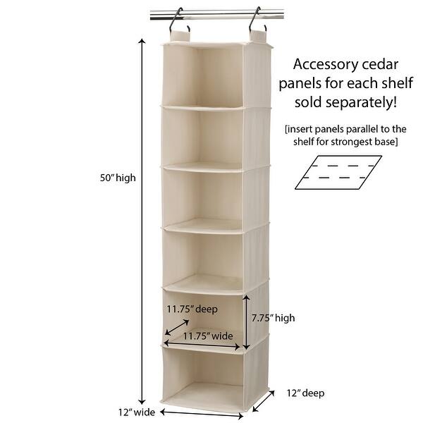 Household Essentials 6-Shelf Hanging Closet Organizer - 12.0"L x 12.0"W x 50.0"H