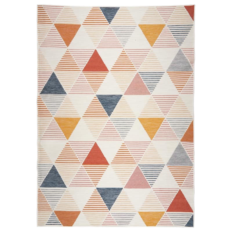 Terra by Obeetee Plaza Triangles Rug - Straw Stripe - 5'3" x 7'3"