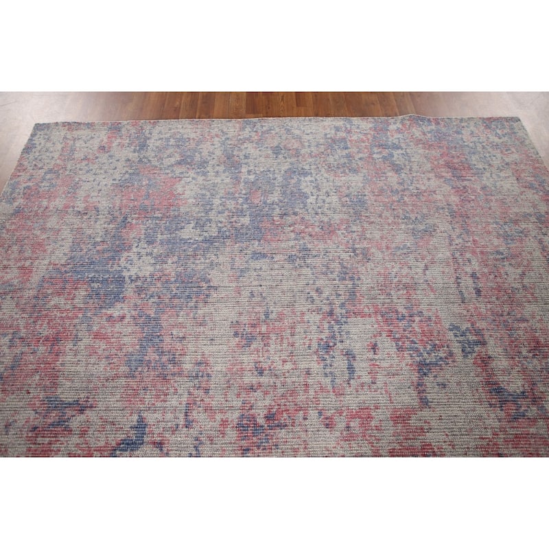 Abstract Modern Area Rug Hand-Knotted Multi-Color Wool Carpet - 7'8"x 9'7"