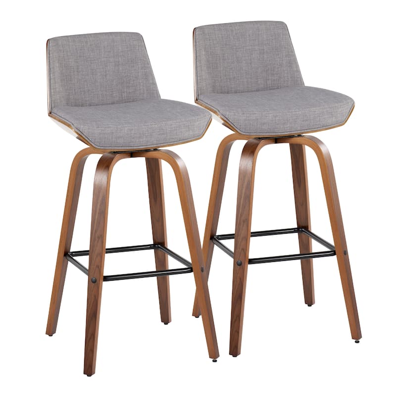 Carson Carrington Clemens 30" Fixed-Height Bar Stool with Bent Wood Legs & Square Footrest (Set of 2)