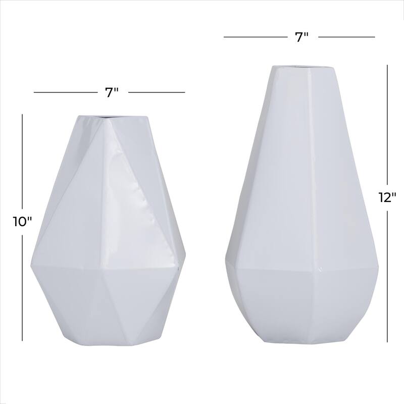 Metal Geometric Decorative Vase - Set of 2 Yellow, Cream, Blue, White - CosmoLiving by Cosmopolitan