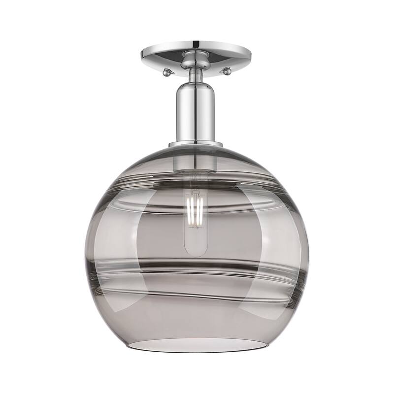 Innovations Lighting Endless Possibilities Arcadia - Rochester - 1 Light 10" Semi-Flush Mount - Polished Chrome/Light Smoke