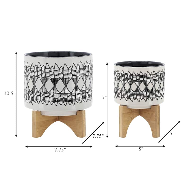 Sagebrook Home Abstract Ceramic Planter on Stand Indoor/Outdoor