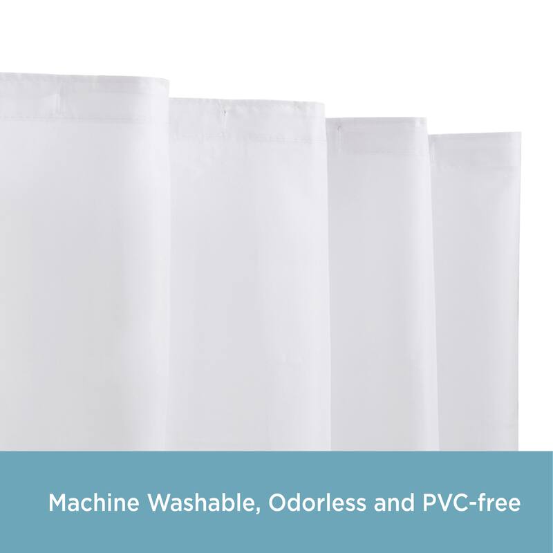 Kenney Water Repellant Fabric Shower Curtain, 70" W x 72" H - White