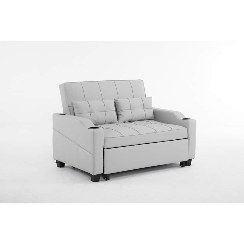 Tufted Upholstered Leather Sleeper Sofa Bed