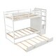 preview thumbnail 5 of 25, Solid Pine Twin over Twin Bunk Bed with Trundle & Staircase & Storage Drawers