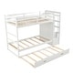 preview thumbnail 44 of 71, Space-Saving Bunk Bed with Twin Trundle and Stairs, Wood Bunk Beds with Storage Drawers and Guardrail for Kids Teens Adults