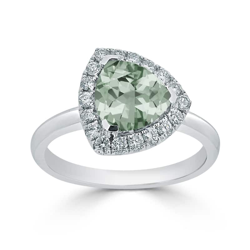 Auriya 1 1/4ct Trillion-cut Green Amethyst Halo Diamond Engagement Ring 1/4ctw 14k Gold