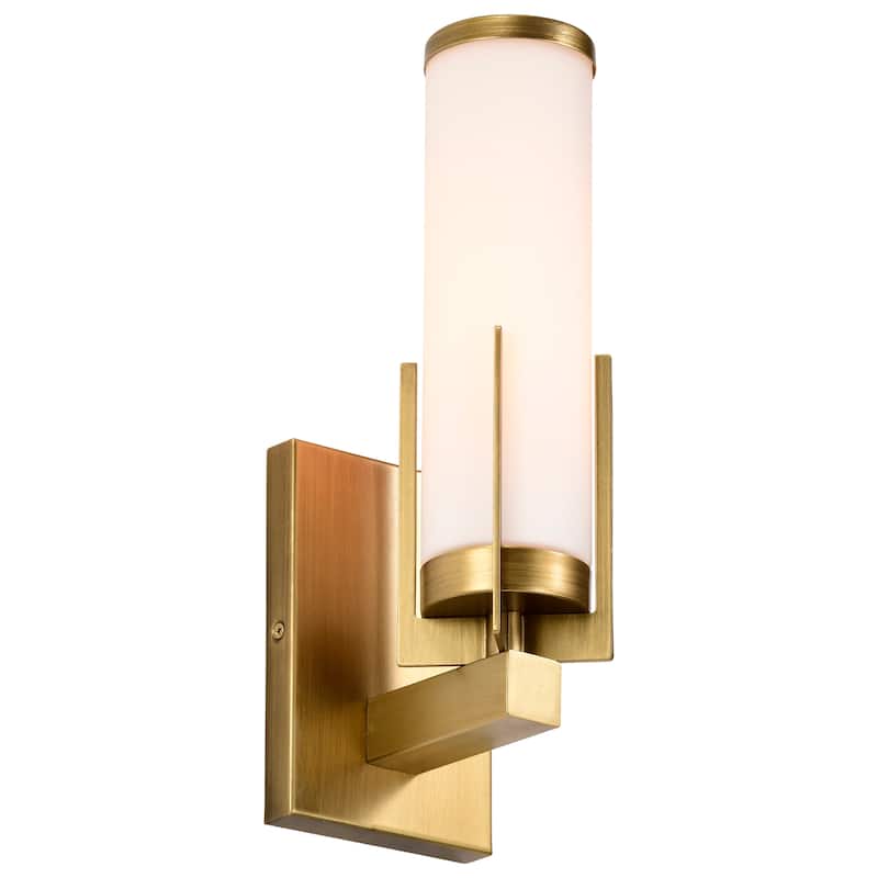 Roselle 1 Light Vanity Natural Brass with White Glass - Natural Brass