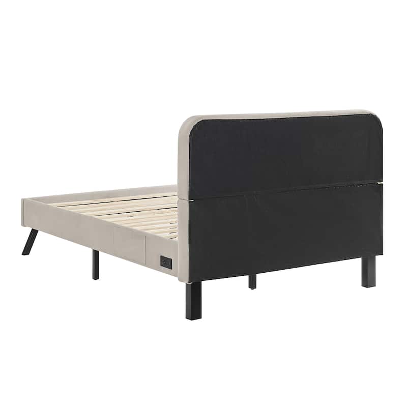Studio Living Ashton Full Upholstered Bed in Velvet Fabric