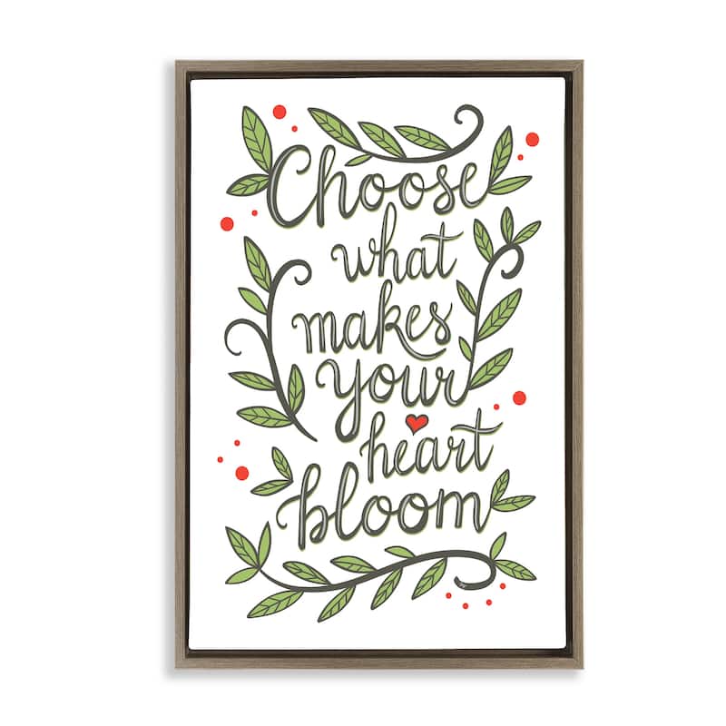 Stupell Makes Your Heart Bloom Framed Floater Canvas Wall Art Design By Martina Pavlova - 21 x 31 - Brown