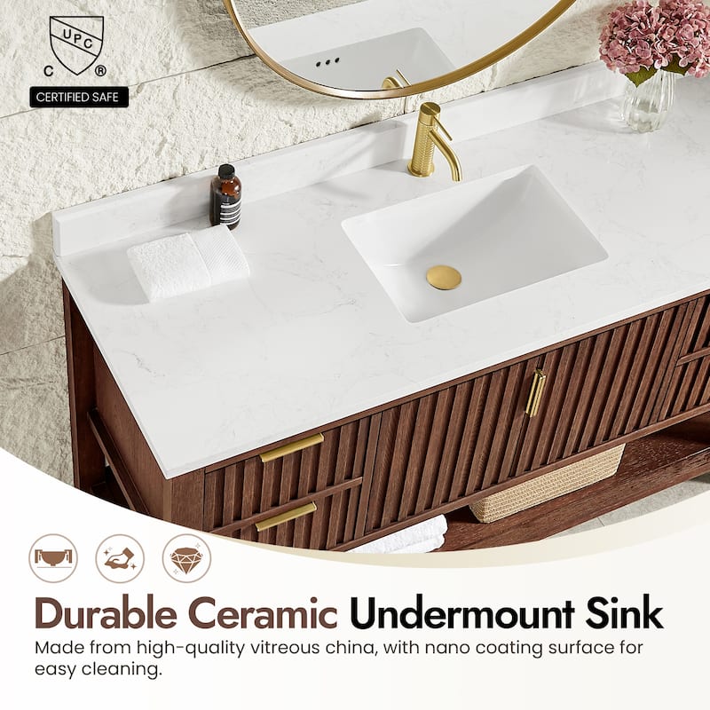 Tehran Bath Vanity with Composite Stone Top without Mirror
