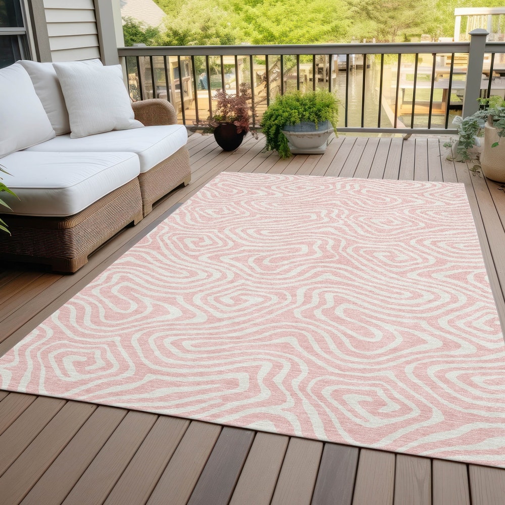 Machine Washable Indoor/ Outdoor Abstract Modern Chantille Rug