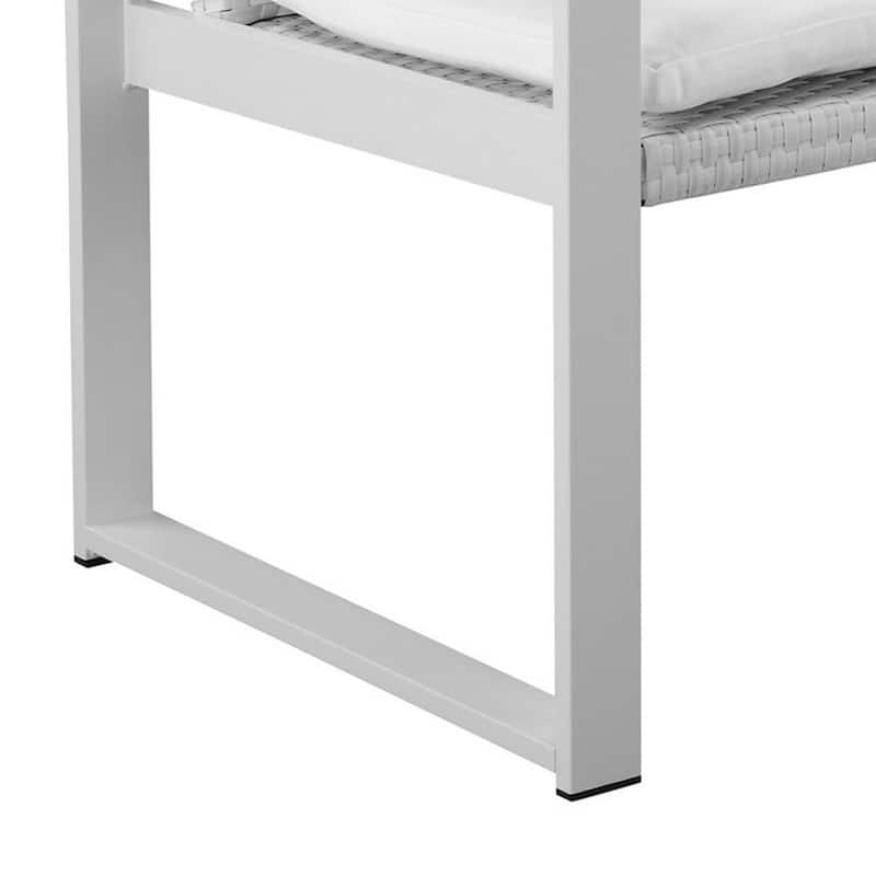 Lark 50 Inch Outdoor Sofa, White Aluminum Frame, Fade Resistant Cushions