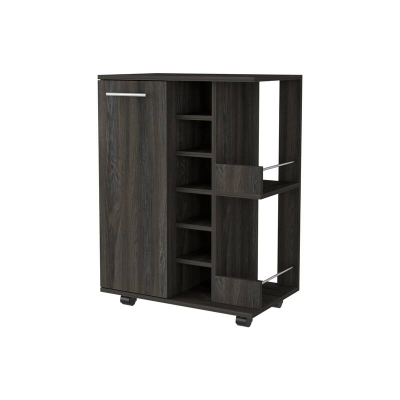 FM Furniture Tennessee Bar Cart, One Cabinet With Division,Black - N/A