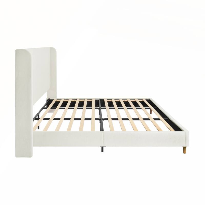 Queen Size Bed Frame High Headboard Upholstered Platform Bed