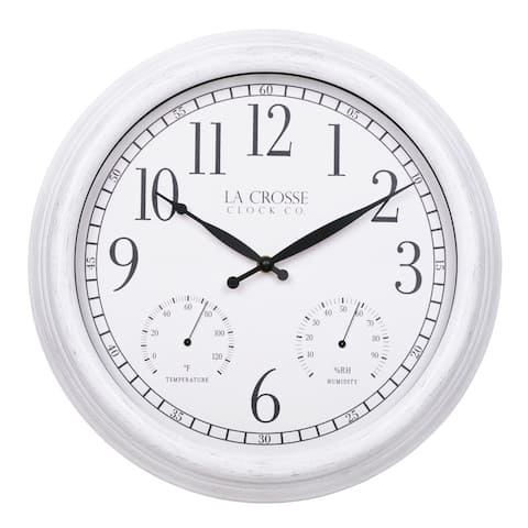 La Crosse 15 In. Outdoor Payton Quartz Wall Clock with T/H