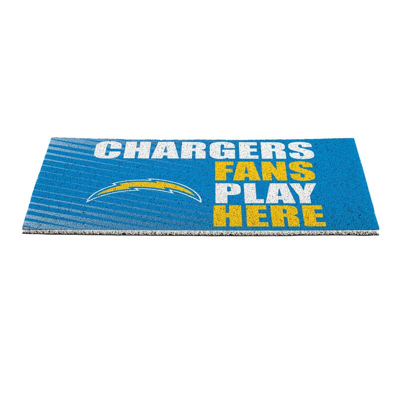 28 in. x 16 in. Los Angeles Chargers "Fans Play Here" PVC Door Mat