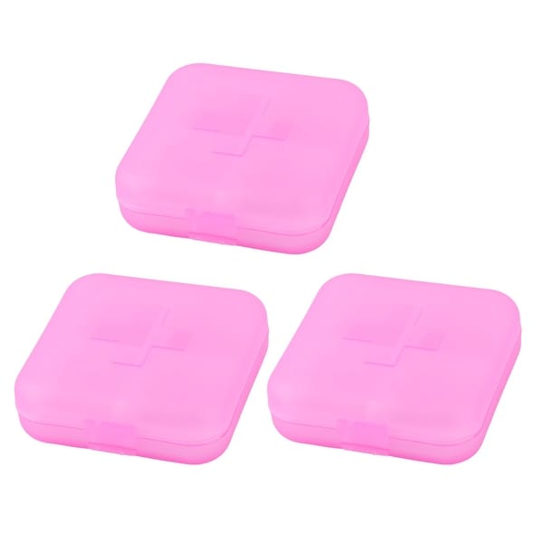 Hiking Plastic 4 Compartments Medicine Pill Holder Storage Box Case Pink 3pcs