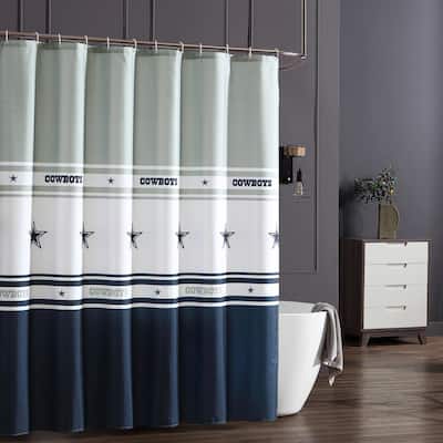 Dallas Cowboys NFL Licensed Step-Repeat Textured Fabric Shower Curtain and Hook Set