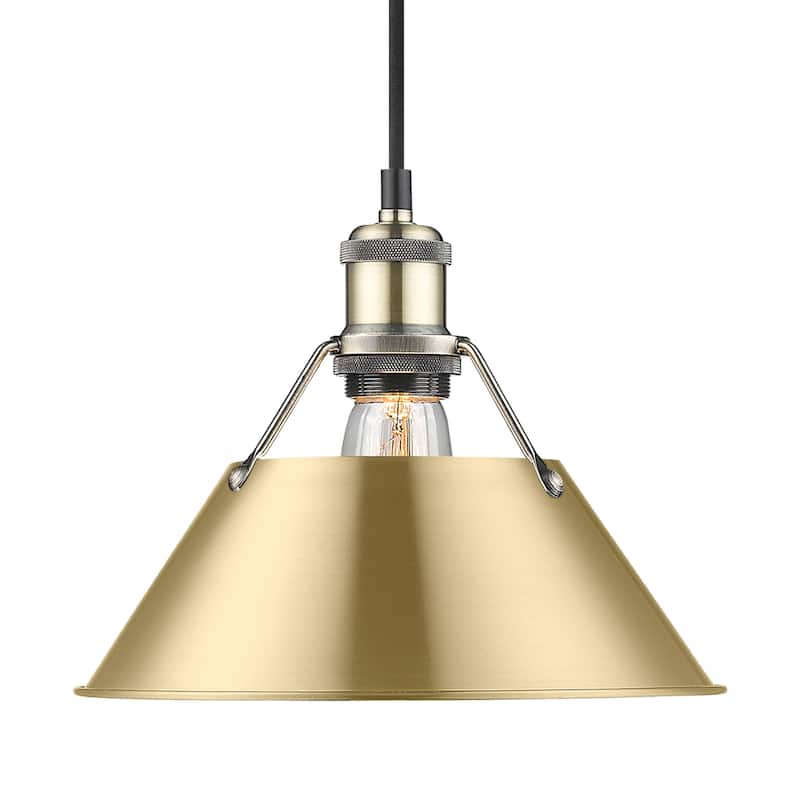 Yep by Golden Lighting Orwell 1-light 10in Pendant in Aged Brass and Brushed Champagne Brass shade - Gold