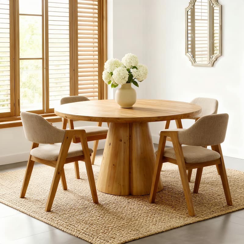 47.24" Round Solid Wood Dining Table For Kitchen, Dining Room