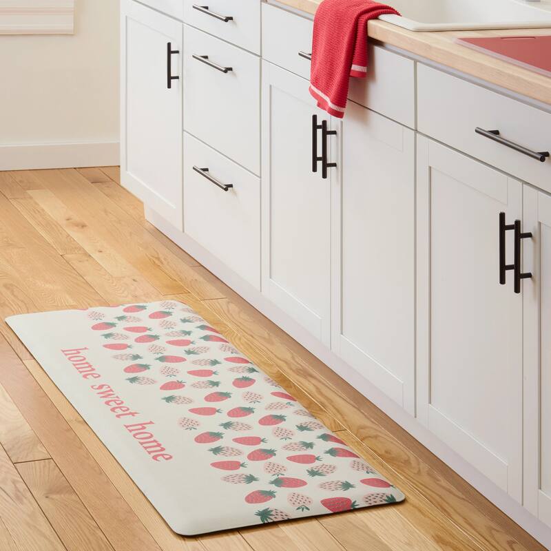 SUR LA TABLE KITCHEN ESSENTIALS Home Sweet Home Quirky Strawberries Fruit Anti Fatigue Comfort Mat, Kitchen Mat