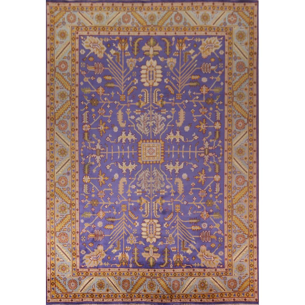 Purple Oushak Large Indian Area Rug Handmade Wool Carpet - 11'9"x 14'8"